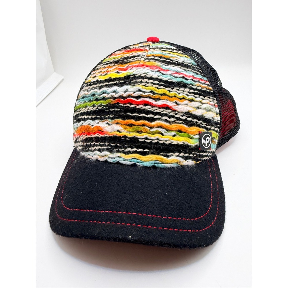 Pistil Trucker Hat Womens OS Black Multicolor Knit Wool Blend Mesh Snapback